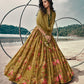 Rajwada Olive Printed Organza Semi Stitched Lehenga With Blouse For Women