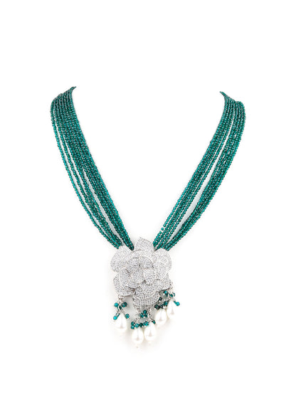 Rajwada Green And White Alloy Jewellery Set For Women