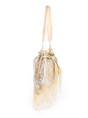 Rajwada Women Gold And Sliver Designer Potli Bag