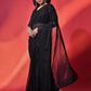 Rajwada Black Embellished Georgette Saree With Unstitched Blouse For Women