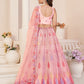 Rajwada Pink Georgette Embroidered Semi Stitched Lehenga With Unstitched Blouse for Women