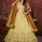 Rajwada Yellow Net Embellished Semi Stitched Lehenga With Unstitched Blouse for Women