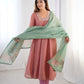 Rajwada Pink Silk Blend Embroidered Stitched Kurta Set For Women