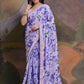 Rajwada Purple Printed Chiffon Saree With Unstitched Blouse For Women