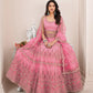Rajwada Pink Net Embroidered Semi Stitched Lehenga With Unstitched Blouse for Women