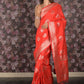 Rajwada Red Silk Blend Brocade Saree with Unstitched Blouse for Women