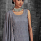 Rajwada Women Stylish Embroidered Grey Georgette Stitched Kurta Set