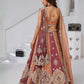 Rajwada Rust Georgette Tissue Embroidered Semi-Stitched Lehenga For Women