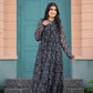 Rajwada Black Chiffon Stitched Printed Indo Western Dress For Women