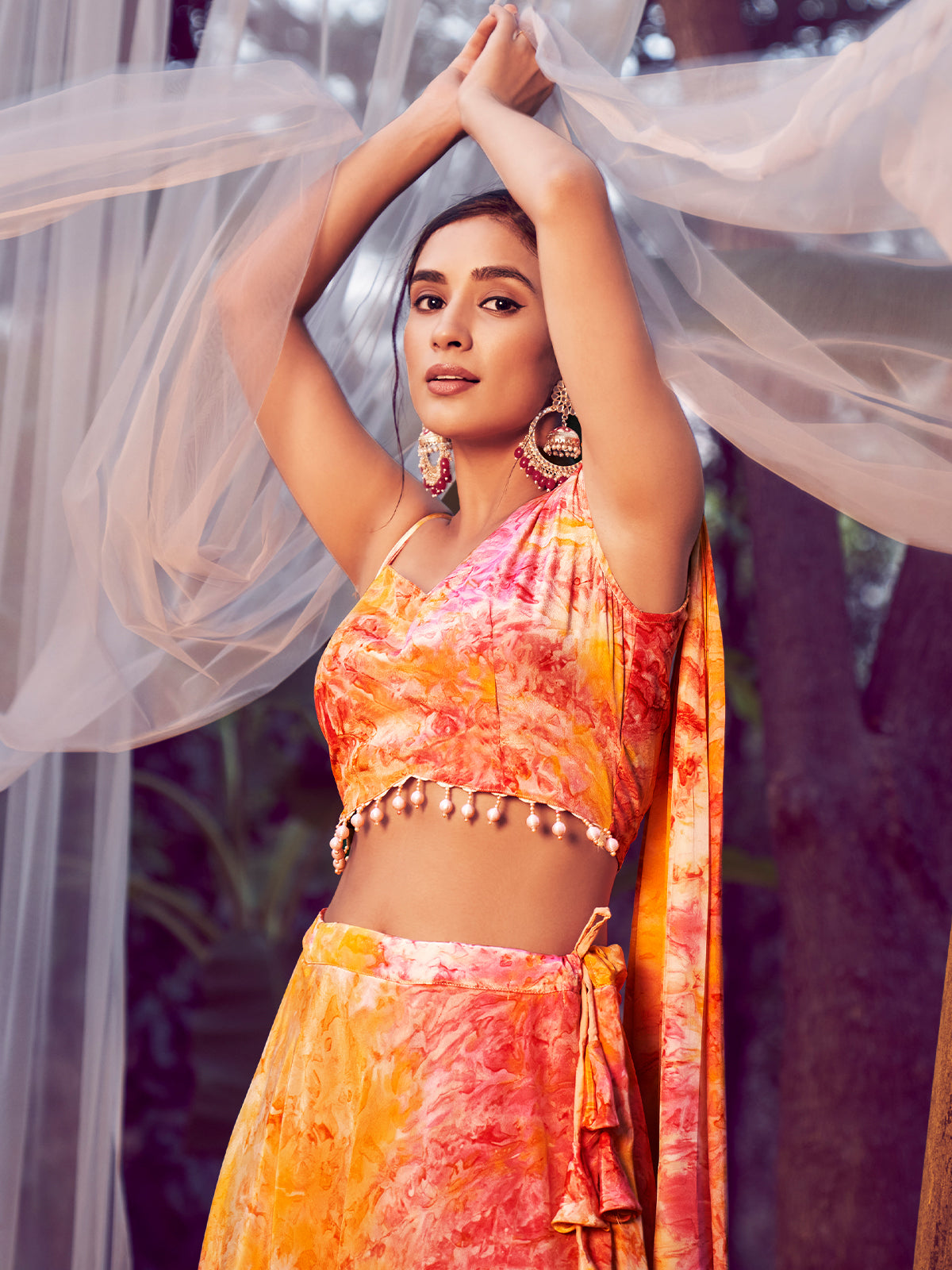 Rajwada - Pink and Yellow Stitched Lehenga
