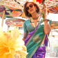 Rajwada Purple Silk Blend Woven Saree With Unstitched Blouse For Women