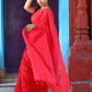 Rajwada Red Cotton  Saree  With Unstitched Blouse for Women