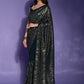 Rajwada Teal Embellished Georgette Saree With Unstitched Blouse For Women