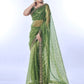 Rajwada Green Embellished Net Saree With Unstitched Blouse For Women