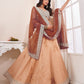 Rajwada Orange Shibori Crepe Embroidered Semi Stitched Lehenga With Unstitched Blouse for Women