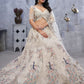 Rajwada White Soft Net Embellished Semi-Stitched Lehenga With Unstitched Blouse For Women