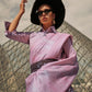 Rajwada Purple Silk Blend Woven Saree With Unstitched Blouse For Women