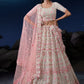 Rajwada Off White Embroidered Soft Net Semi Stitched Lehenga With Blouse For Women
