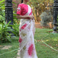 Rajwada Off White Floral Printed Soft Organza Saree with Unstitched Blouse for Women