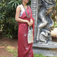 Rajwada Maroon Beads Embroidered Khadi Organza Saree with Unstitched Blouse for Women
