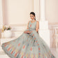 Rajwada Grey Georgette Embroidered Semi Stitched Lehenga With Unstitched Blouse for Women
