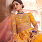 Rajwada Women Mustard Swarovski Embroidered Crepe Semi Stitched Lehenga With Unstitched Blouse