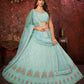 Rajwada Sky Blue Georgette Embellished Semi Stitched Lehenga With Unstitched Blouse for Women