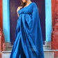Rajwada Blue Cotton  Saree  With Unstitched Blouse for Women