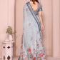 Rajwada Grey Cotton Linen Printed Saree For Women