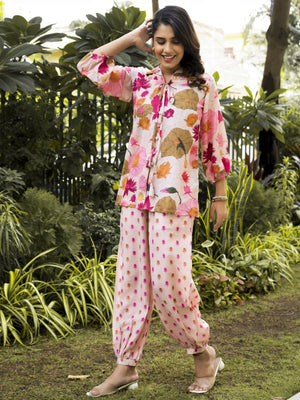 Rajwada Multi Color Muslin Printed Stitched Indo Western Co Ord Set For Women