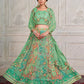 Rajwada Green Net Embroidered Semi Stitched Lehenga With Unstitched Blouse for Women