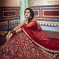 Rajwada Women Peach Embroidered Art Silk Semi Stitched Lehenga With Unstitched Blouse