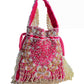 Rajwada Pink Velvet Embellished Potli For Women