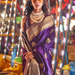 Rajwada Purple Silk Blend Woven Saree With Unstitched Blouse For Women