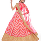 Rajwada Women Pink Embroidered Organza Semi Stitched Lehenga With Unstitched Blouse