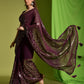 Rajwada Wine Embellished Georgette Saree With Unstitched Blouse For Women