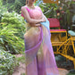 Rajwada Multicolor Printed Organza Saree with Unstitched Blouse for Women