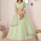 Rajwada Green Net Embellished Semi Stitched Lehenga With Unstitched Blouse for Women
