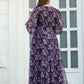 Rajwada Violet Chiffon Stitched Printed Indo Western Dress For Women