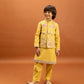 Rajwada Yellow Viscose Silk Embroidered Stitched Kurta Set For Kids