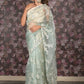 Rajwada Sea Green Mirror Embroidered Organza Saree for Women