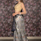 Rajwada Grey Silk Blend Woven Saree With Unstitched Blouse For Women