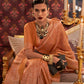 Rajwada Orange Silk Blend Woven Saree With Unstitched Blouse For Women
