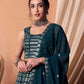 Rajwada Teal Georgette Embellished Semi-Stitched Lehenga For Women
