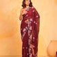 Rajwada Brown Silk Blend Embroidered Saree With Unstitched Blouse For Women