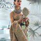 Rajwada Green Silk Blend Woven Saree With Unstitched Blouse For Women