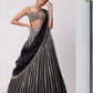 Rajwada Black Organza Silk Embellished Semi-Stitched lehenga For Women