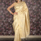 Rajwada Off White Gold Thread Woven Silk Blend Saree with Unstitched Blouse for Women