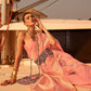 Rajwada Peach Chinon Woven Saree With Unstitched Blouse for Women