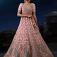Rajwada Pink Embroidered Soft Net Semi Stitched Lehenga With Blouse For Women
